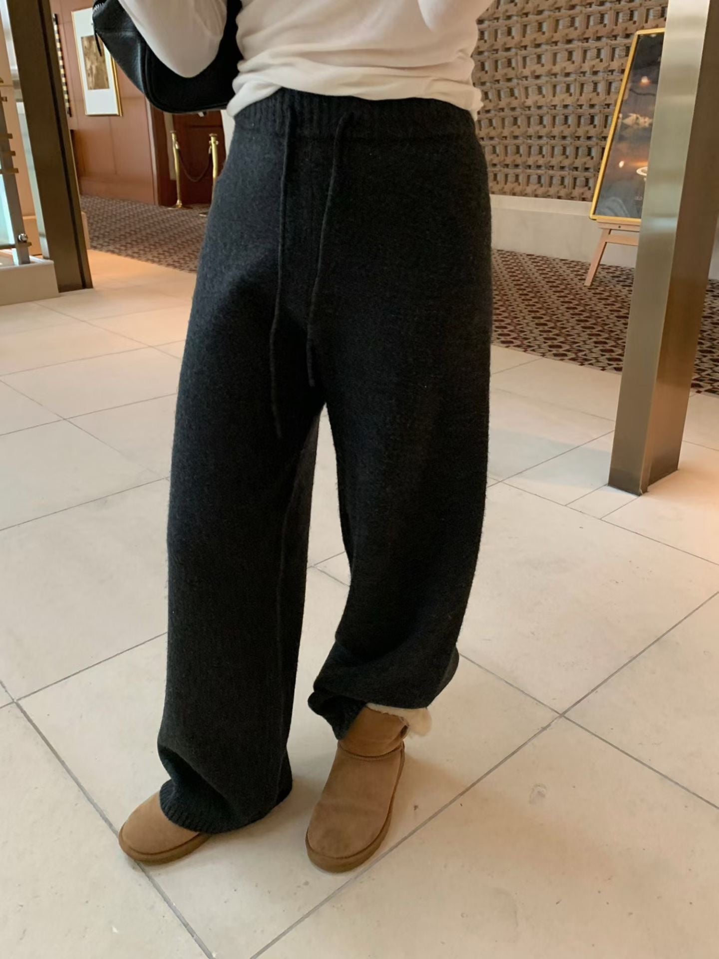 冬日挺版針織寬褲