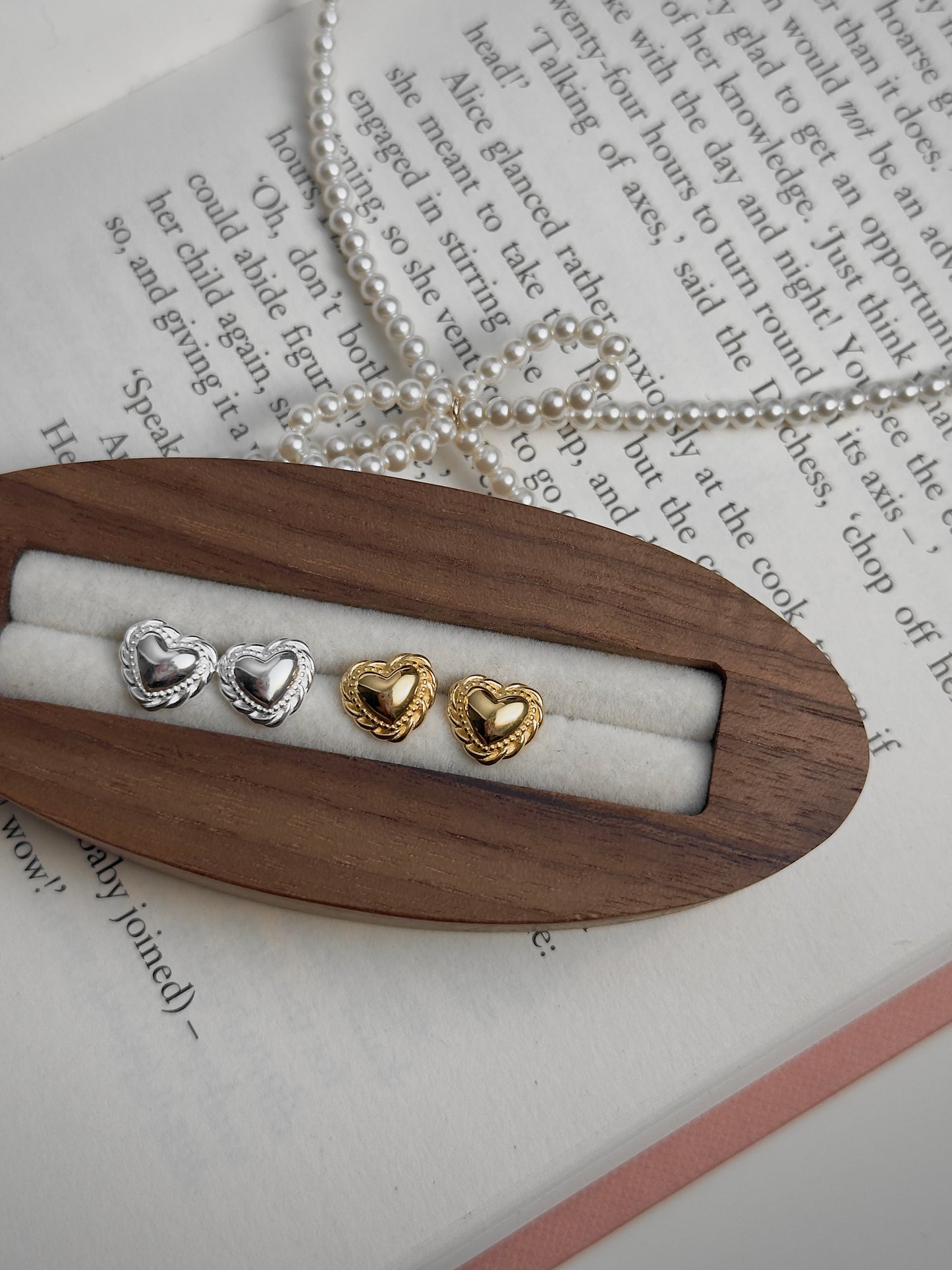 浪漫愛心花邊耳環