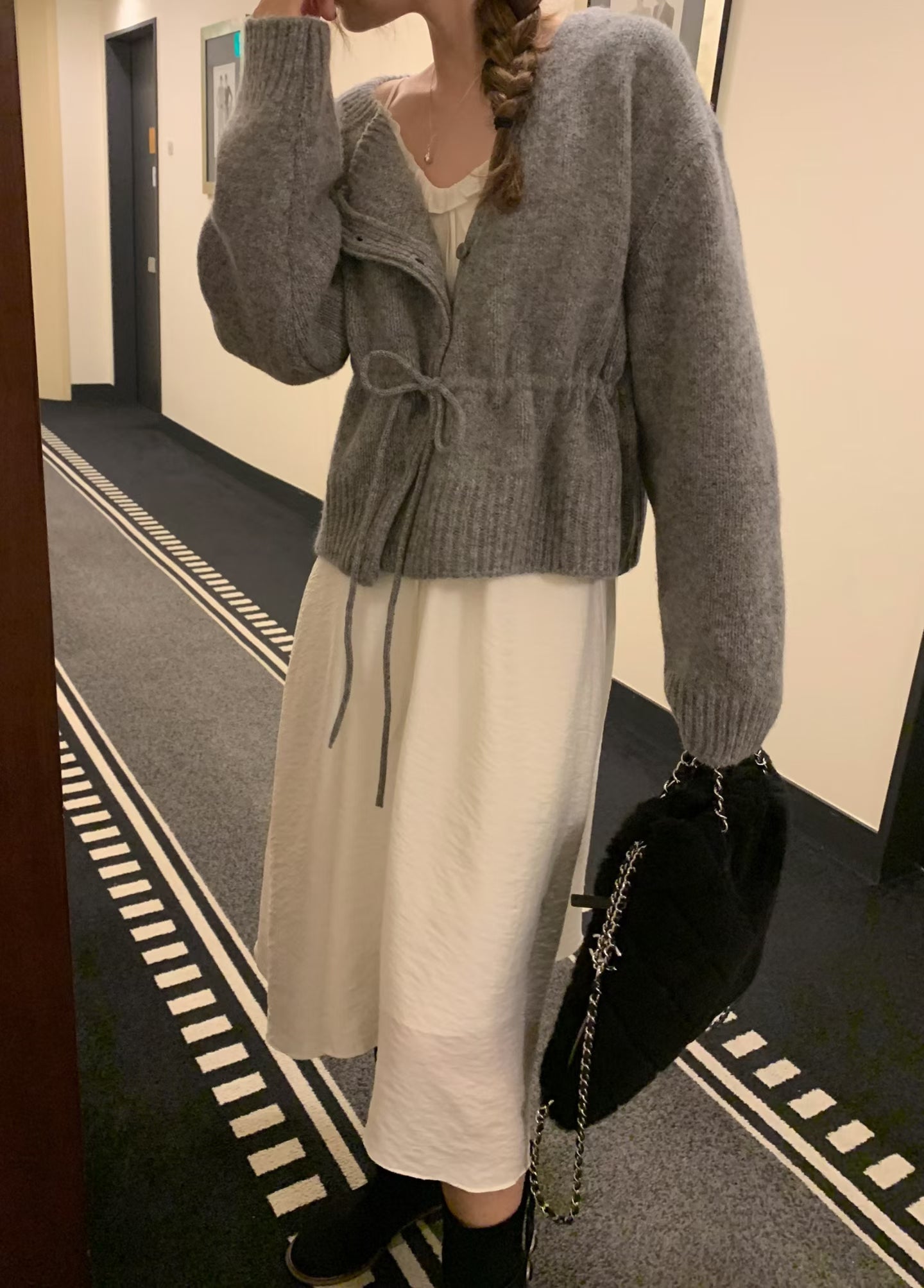 100%羊毛🦙溫柔綁帶抽繩針織外套