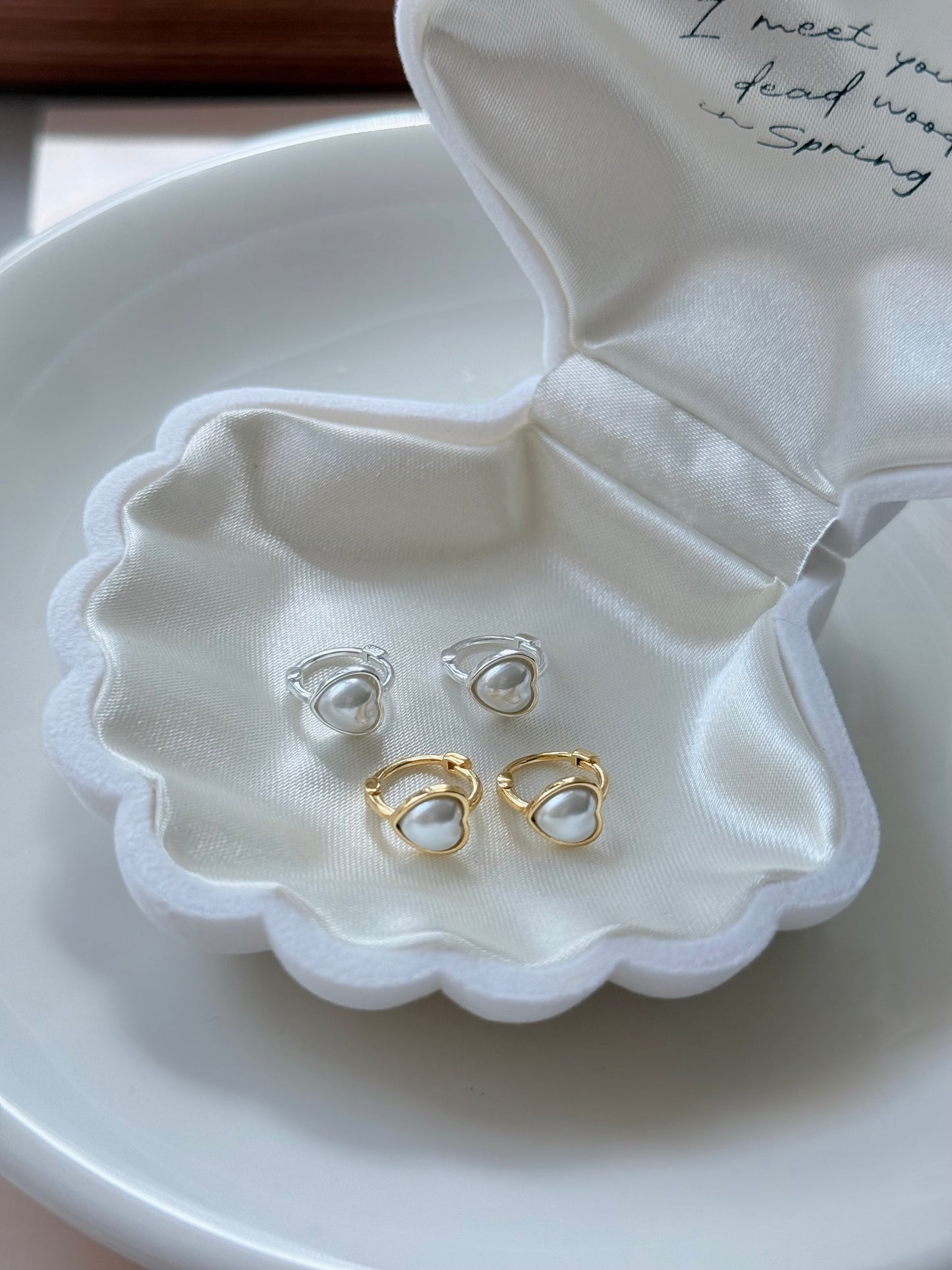 愛心珍珠耳扣💛Heart Pearl Earrings